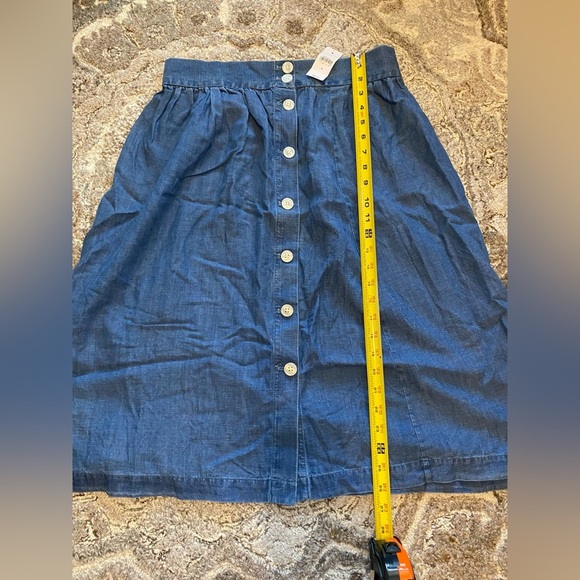 New Ann Taylor LOFT Side Button Linen Blend Chambray Blue A-line Skirt Sz 8 - Picture 6 of 10
